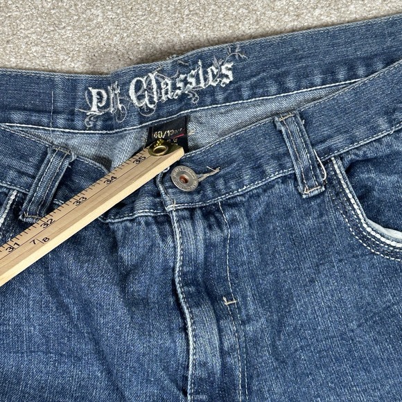 Phat Farm Jean Shorts Adult Size 40W Blue Baggy Y2K  Mens Denim Wide Leg‎ Jorts - Picture 6 of 7